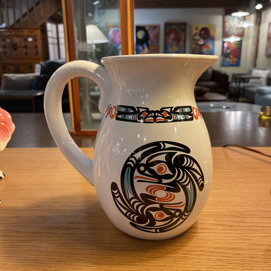 PNW Native Motif Pottery Pitcher