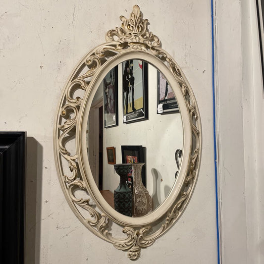 Vintage Syroco Oval White Frame Mirror C MIRRORS