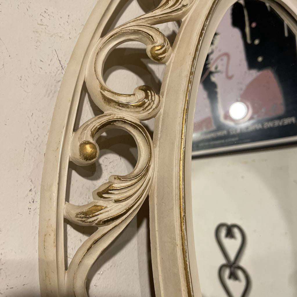 Vintage Syroco Oval White Frame Mirror C MIRRORS