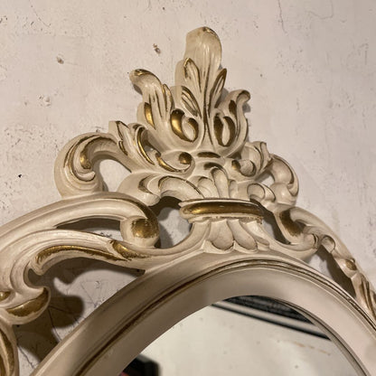 Vintage Syroco Oval White Frame Mirror C MIRRORS