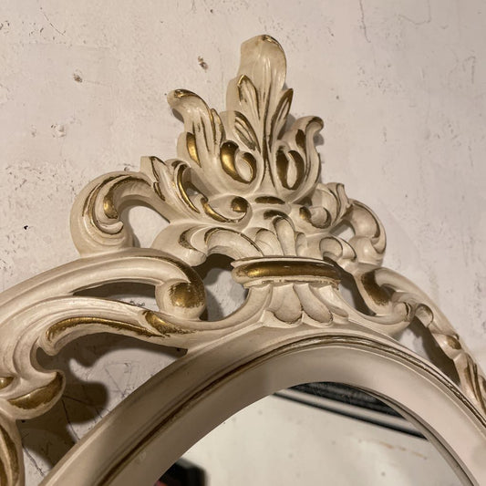 Vintage Syroco Oval White Frame Mirror C MIRRORS