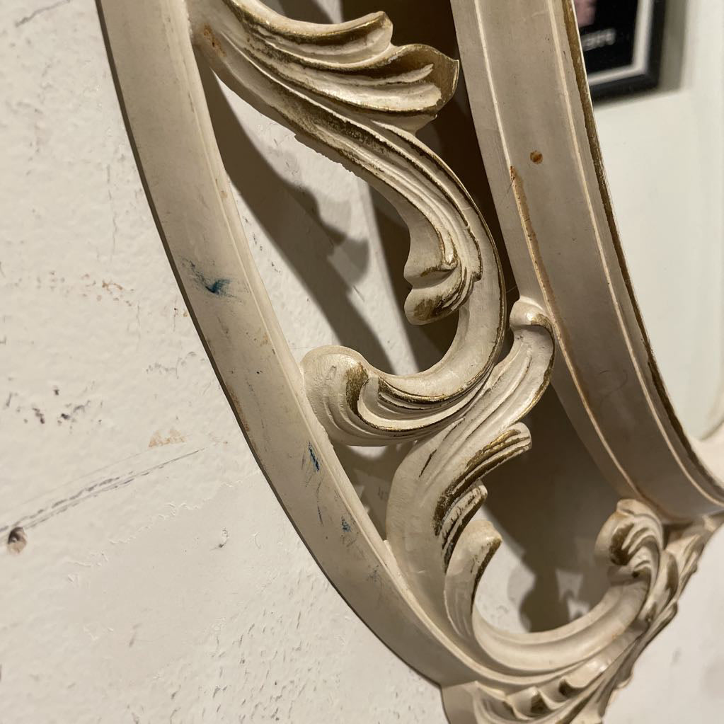 Vintage Syroco Oval White Frame Mirror C MIRRORS