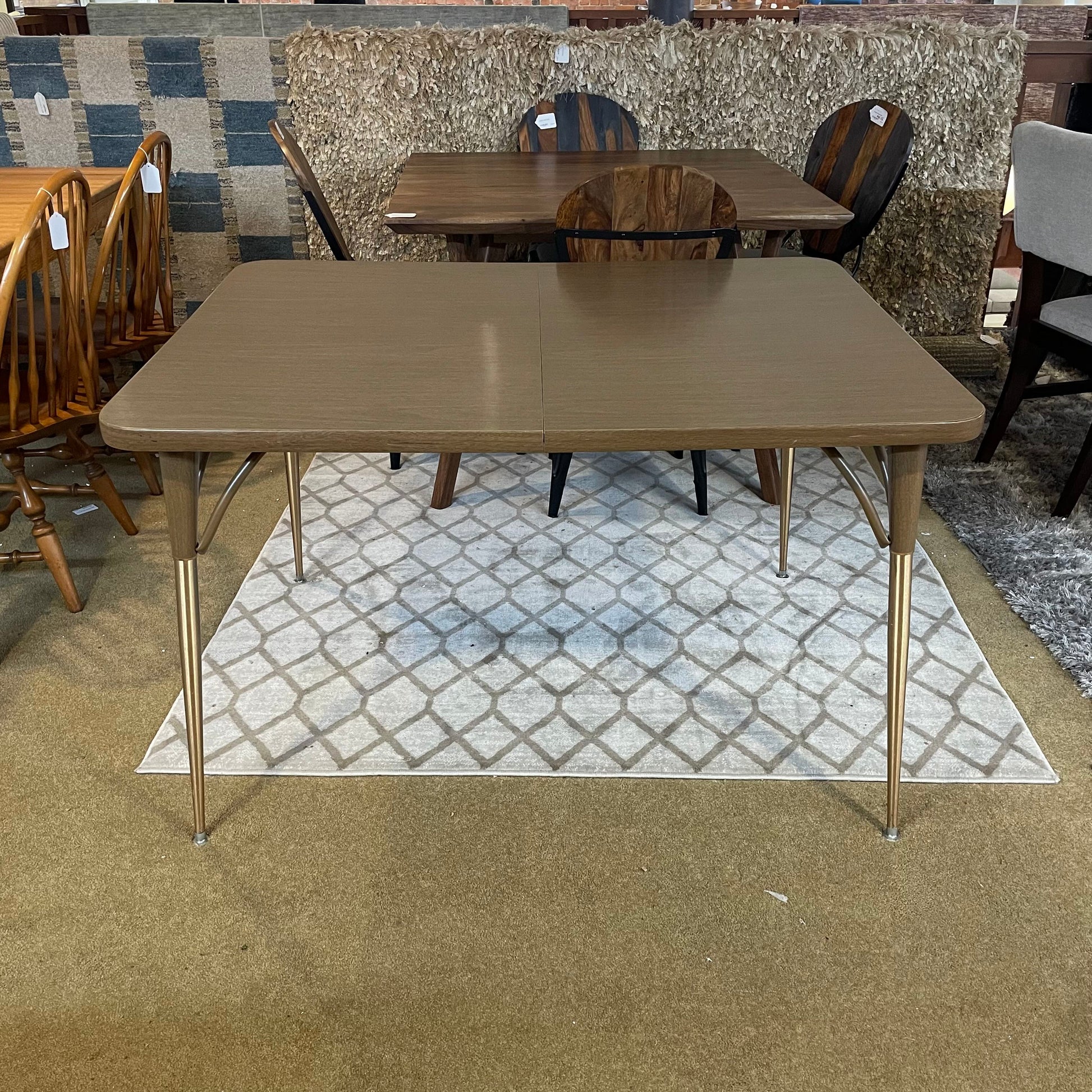 Watertown Slide Expanding Metal Veneer Table with Brass Legs C DINING TABLES
