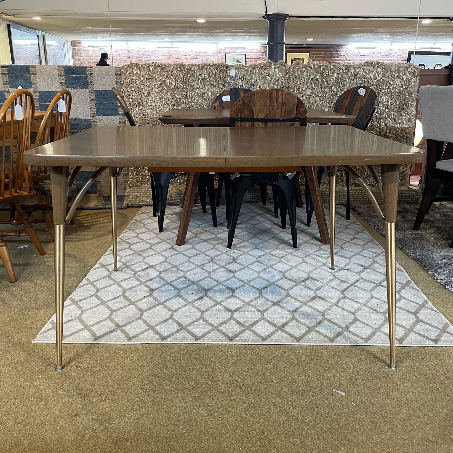Watertown Slide Expanding Metal Veneer Table with Brass Legs C DINING TABLES