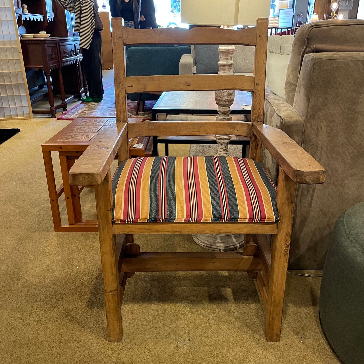 Southwest "Luke" Style Red, Gold, and Green Upholstery Dining Chair