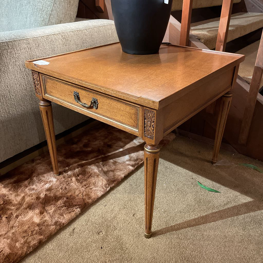 Wood Oversized Square One Drawer End Table C SIDE TABLES