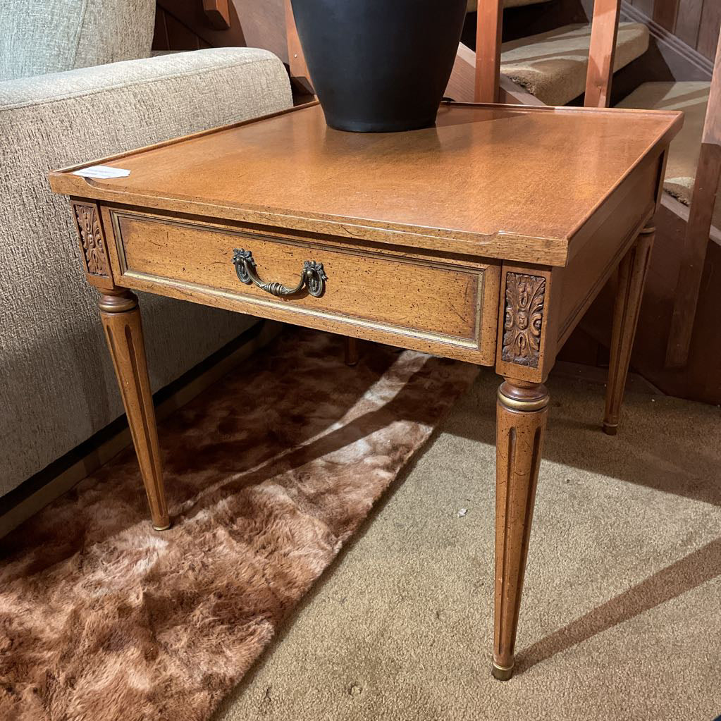 Wood Oversized Square One Drawer End Table C SIDE TABLES