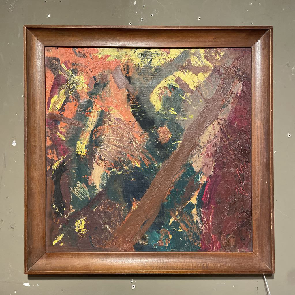 Abstract Red, Green, Brown , Yellow & Orange Painting ART