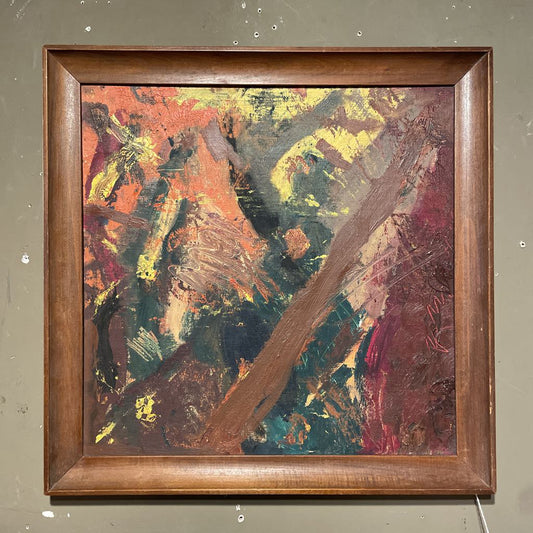 Abstract Red, Green, Brown , Yellow & Orange Painting ART