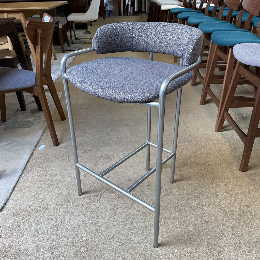 West Elm Grey Upholstered Metal Frame COUNTER Stool C STOOLS