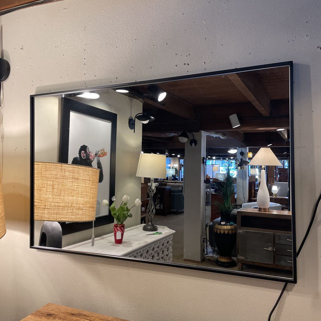 Thin Black Metal Frame Rectangular Mirror C MIRRORS