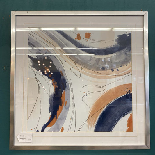 Abstract Blue & Orange Many Lines Art