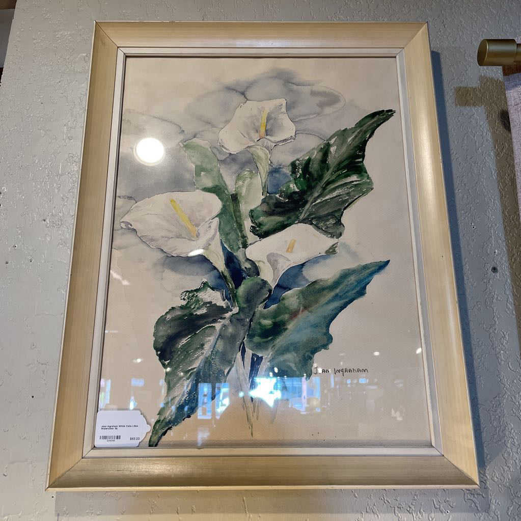 Jean Ingraham White Calla Lilies Watercolor ART