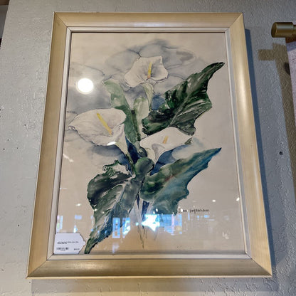Jean Ingraham White Calla Lilies Watercolor ART