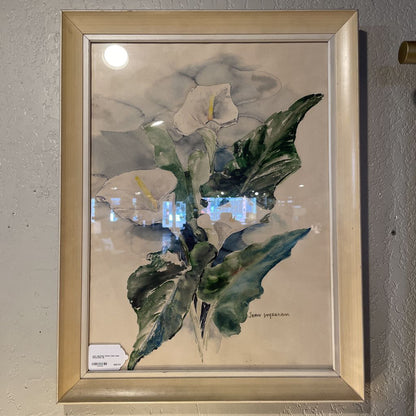 Jean Ingraham White Calla Lilies Watercolor ART