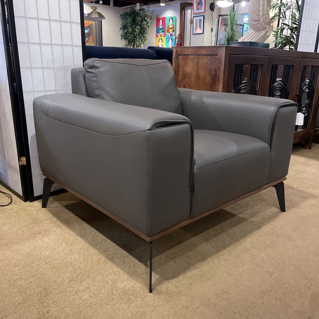 Top Grain Gray Mod Leather Chair U ACCENT CHAIRS
