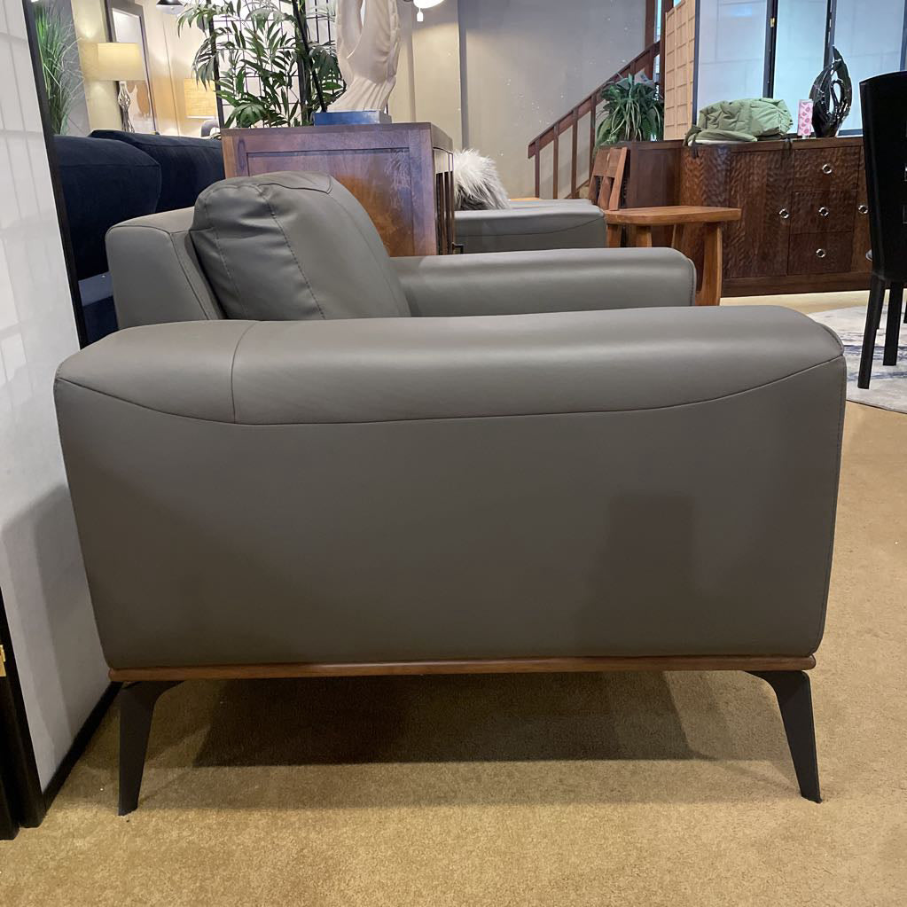 Top Grain Gray Mod Leather Chair U ACCENT CHAIRS