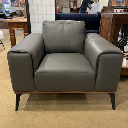 Top Grain Gray Mod Leather Chair U ACCENT CHAIRS