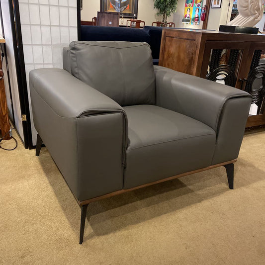 Top Grain Gray Mod Leather Chair U ACCENT CHAIRS