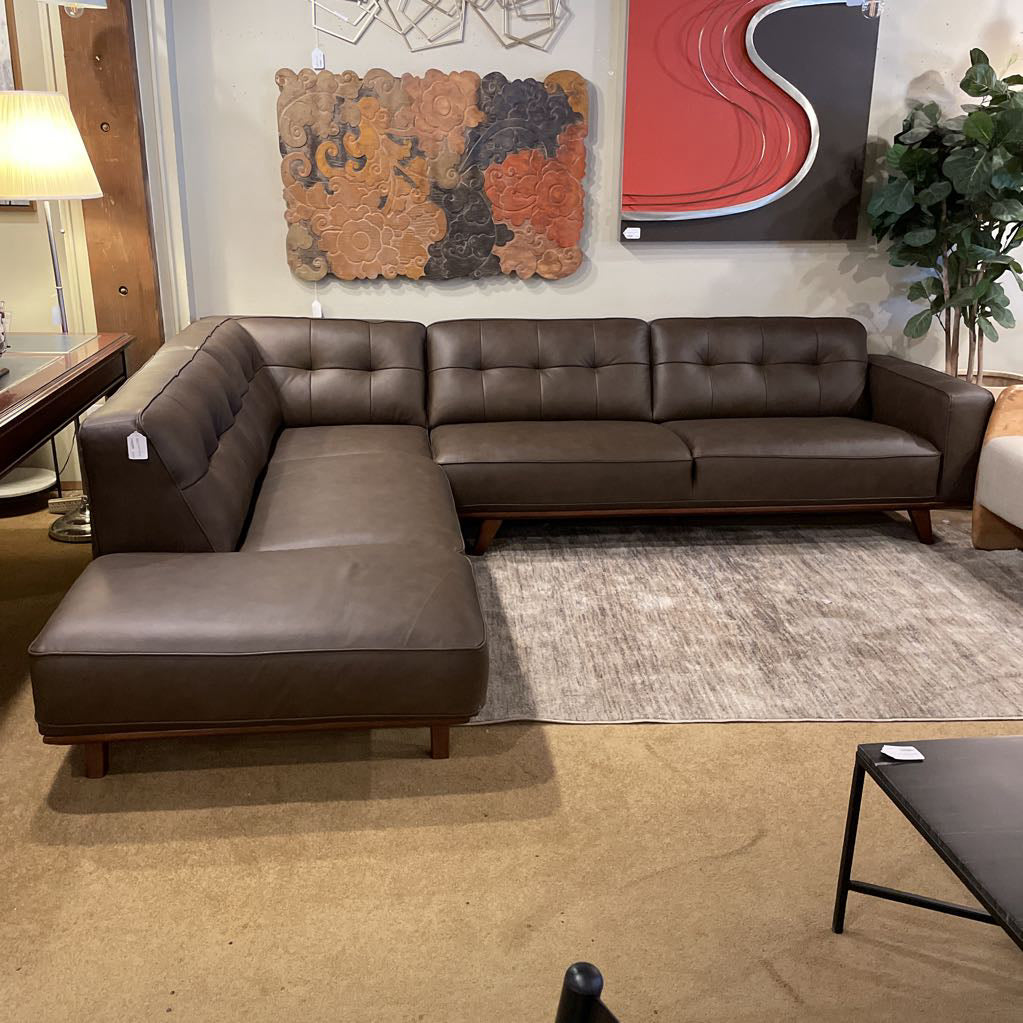 Odense Chocolate Leather LAF Sectional U SECTIONALS LAF