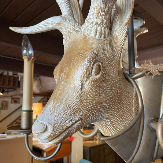 3 Headed Deer Head Chandelier