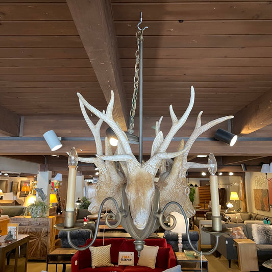 3 Headed Deer Head Chandelier