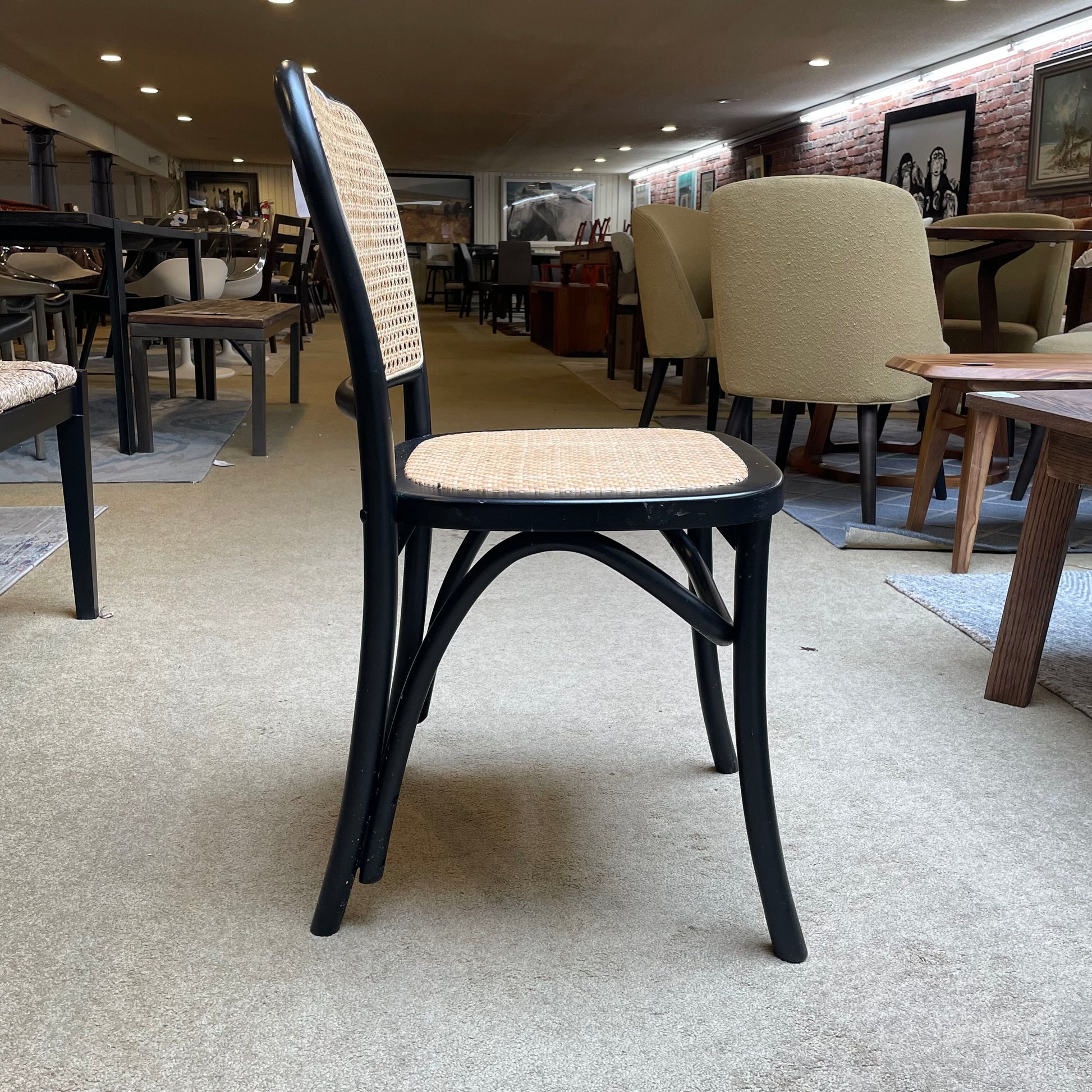 Black Frame w/ Light Rattan Seats & Back Dining Chairs C DINING CHAIRS
