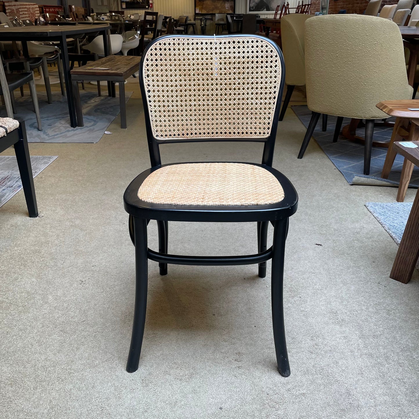 Black Frame w/ Light Rattan Seats & Back Dining Chairs C DINING CHAIRS