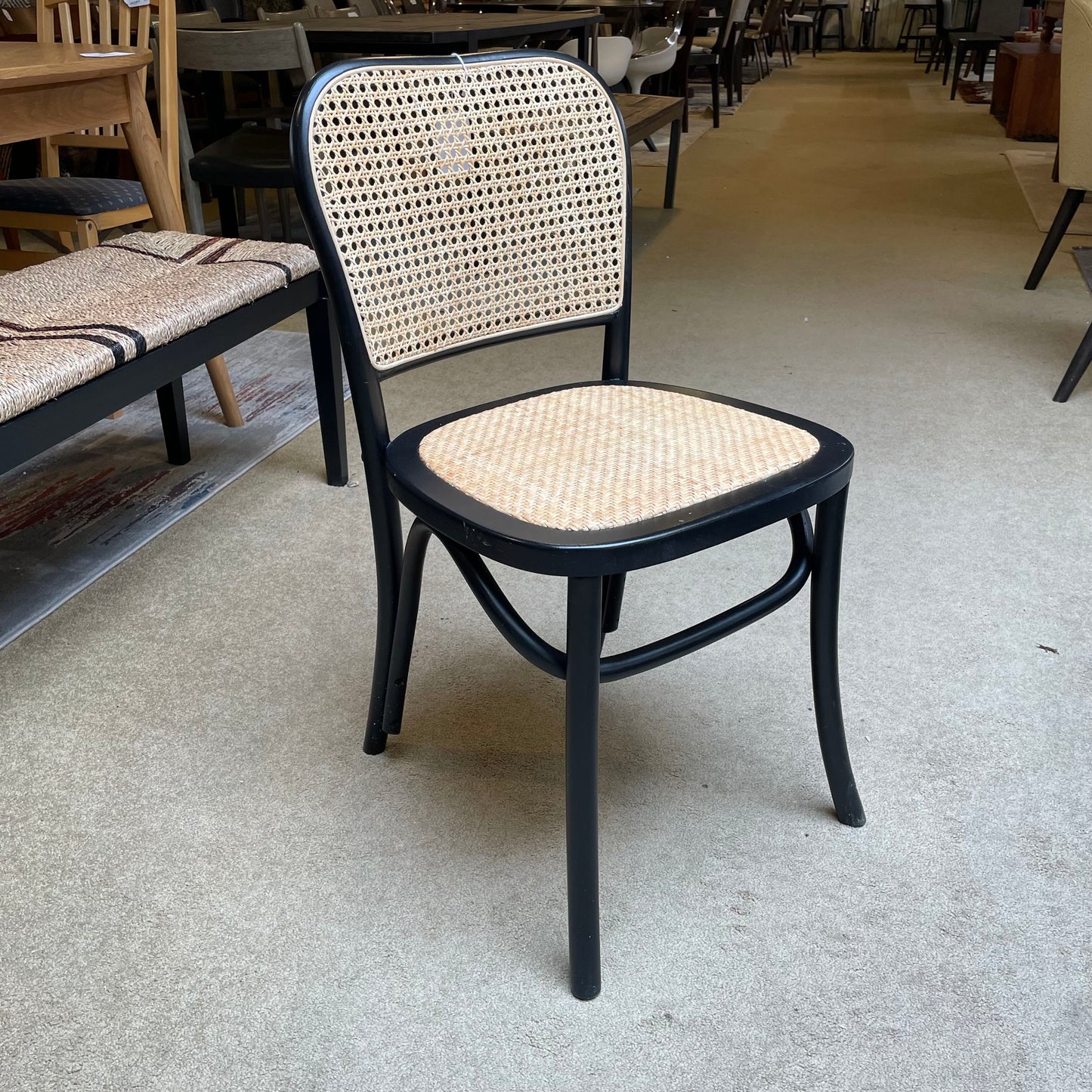 Black Frame w/ Light Rattan Seats & Back Dining Chairs C DINING CHAIRS