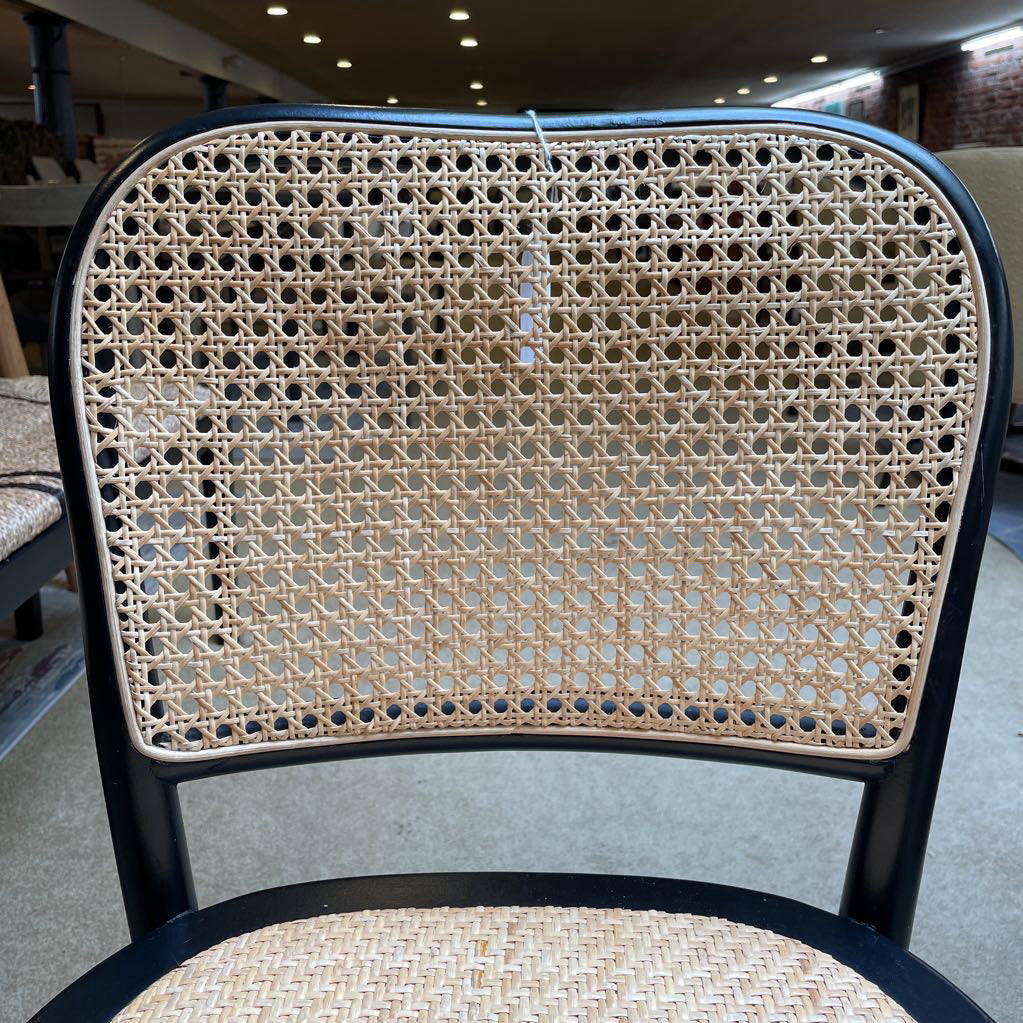Black Frame w/ Light Rattan Seats & Back Dining Chairs C DINING CHAIRS