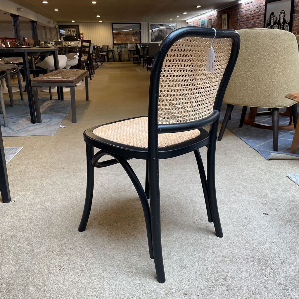 Black Frame w/ Light Rattan Seats & Back Dining Chairs C DINING CHAIRS