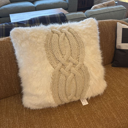 Pottery Barn Faux Fur & Knitted Pillow U PILLOWS