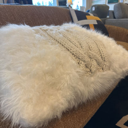 Pottery Barn Faux Fur & Knitted Pillow U PILLOWS