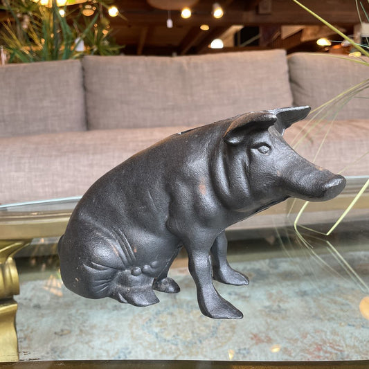 Black Piggy with Long Snout Cast Iron Bank UNIQUE FINDS