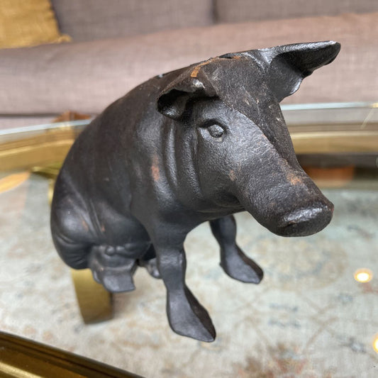 Black Piggy with Long Snout Cast Iron Bank UNIQUE FINDS