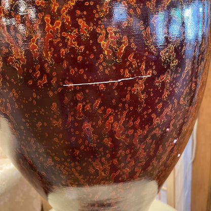 Red w/ Orange Speckle Vase and Faux Cherry Blossom UNIQUE FINDS