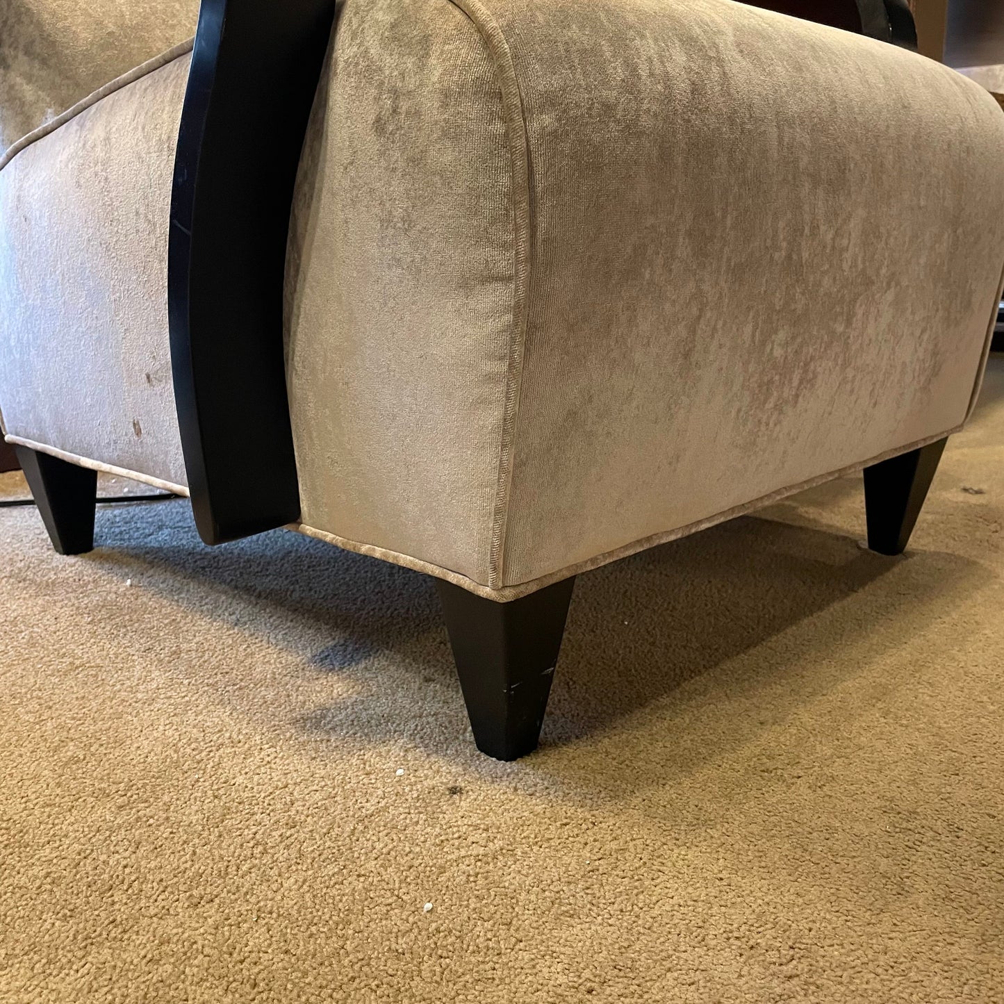 Sand Velvet & Black Wood Arm Chair U ACCENT CHAIRS