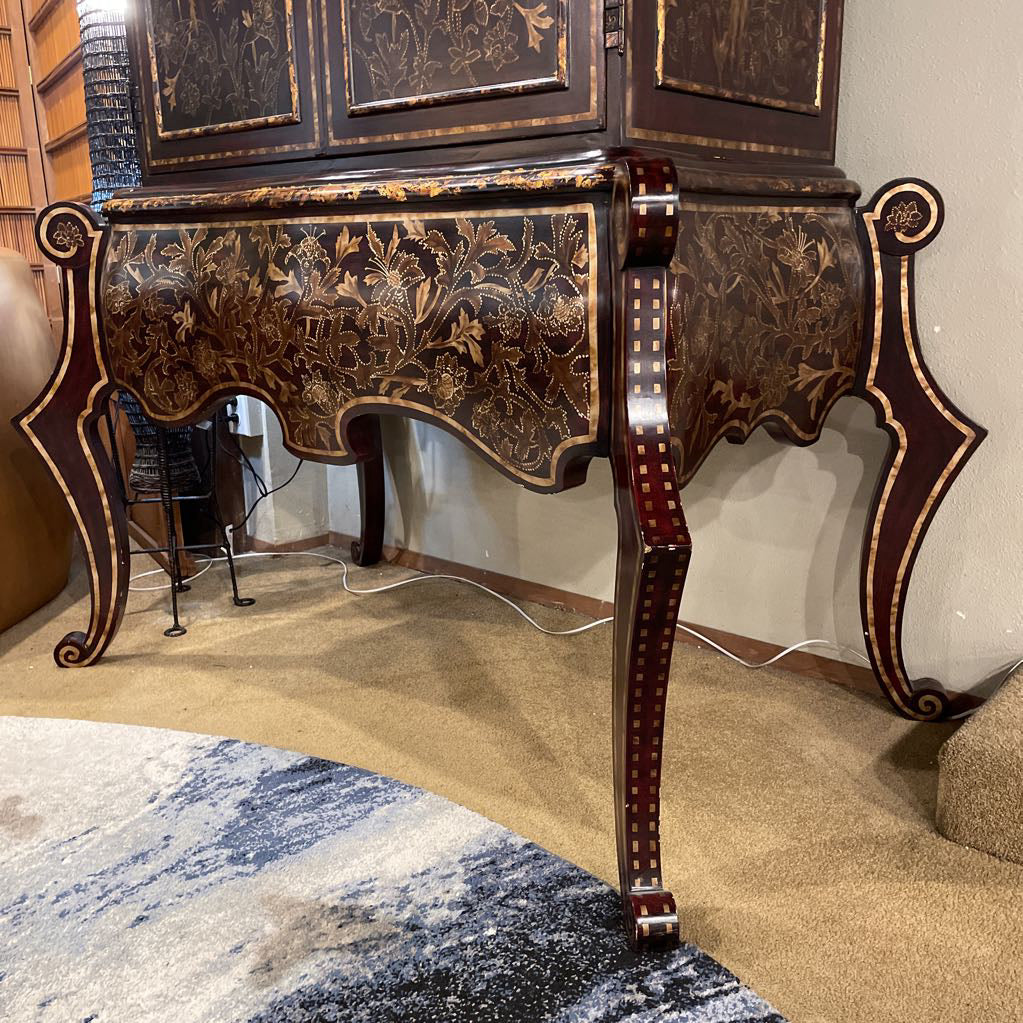 Deep Red & Gold Painted Regency Bar Cabinet C CABINETS