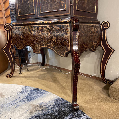 Deep Red & Gold Painted Regency Bar Cabinet C CABINETS
