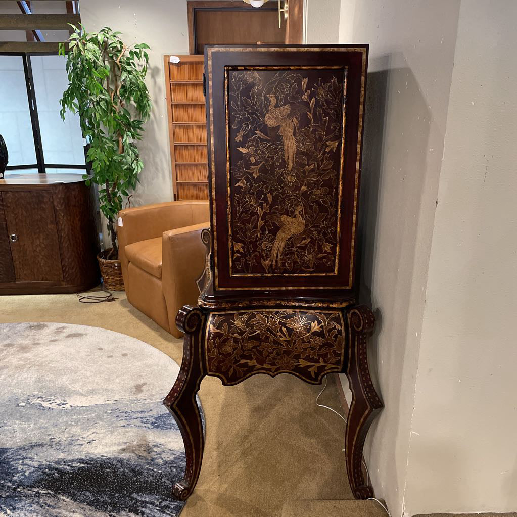 Deep Red & Gold Painted Regency Bar Cabinet C CABINETS