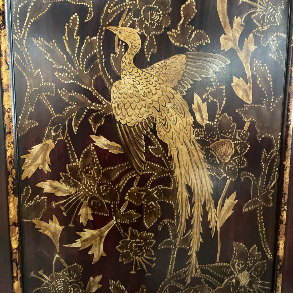 Deep Red & Gold Painted Regency Bar Cabinet C CABINETS