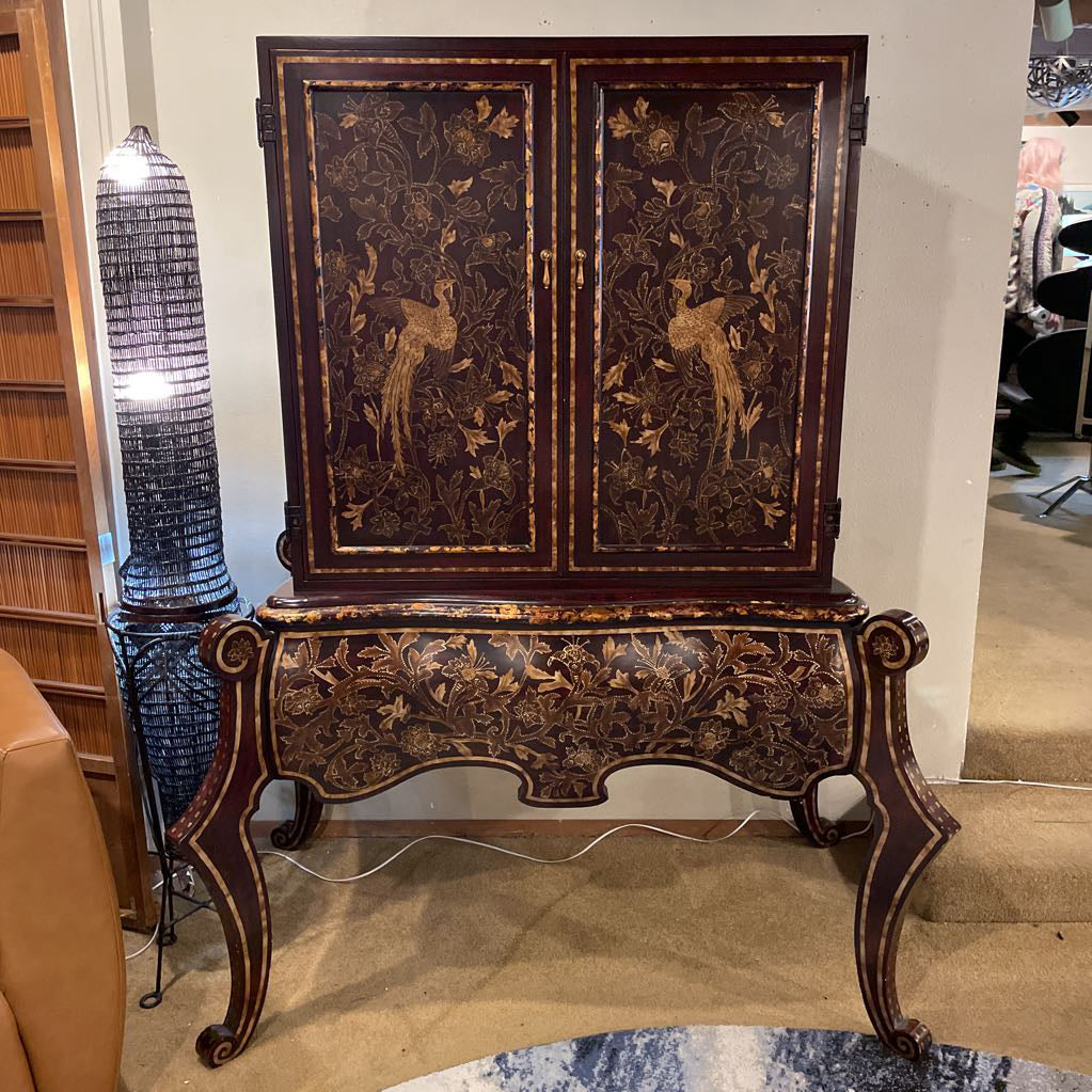 Deep Red & Gold Painted Regency Bar Cabinet C CABINETS