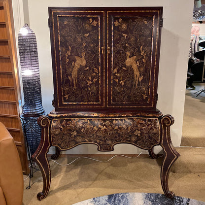 Deep Red & Gold Painted Regency Bar Cabinet C CABINETS