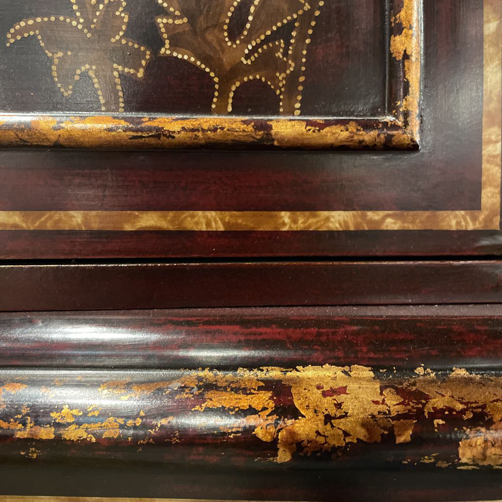 Deep Red & Gold Painted Regency Bar Cabinet C CABINETS
