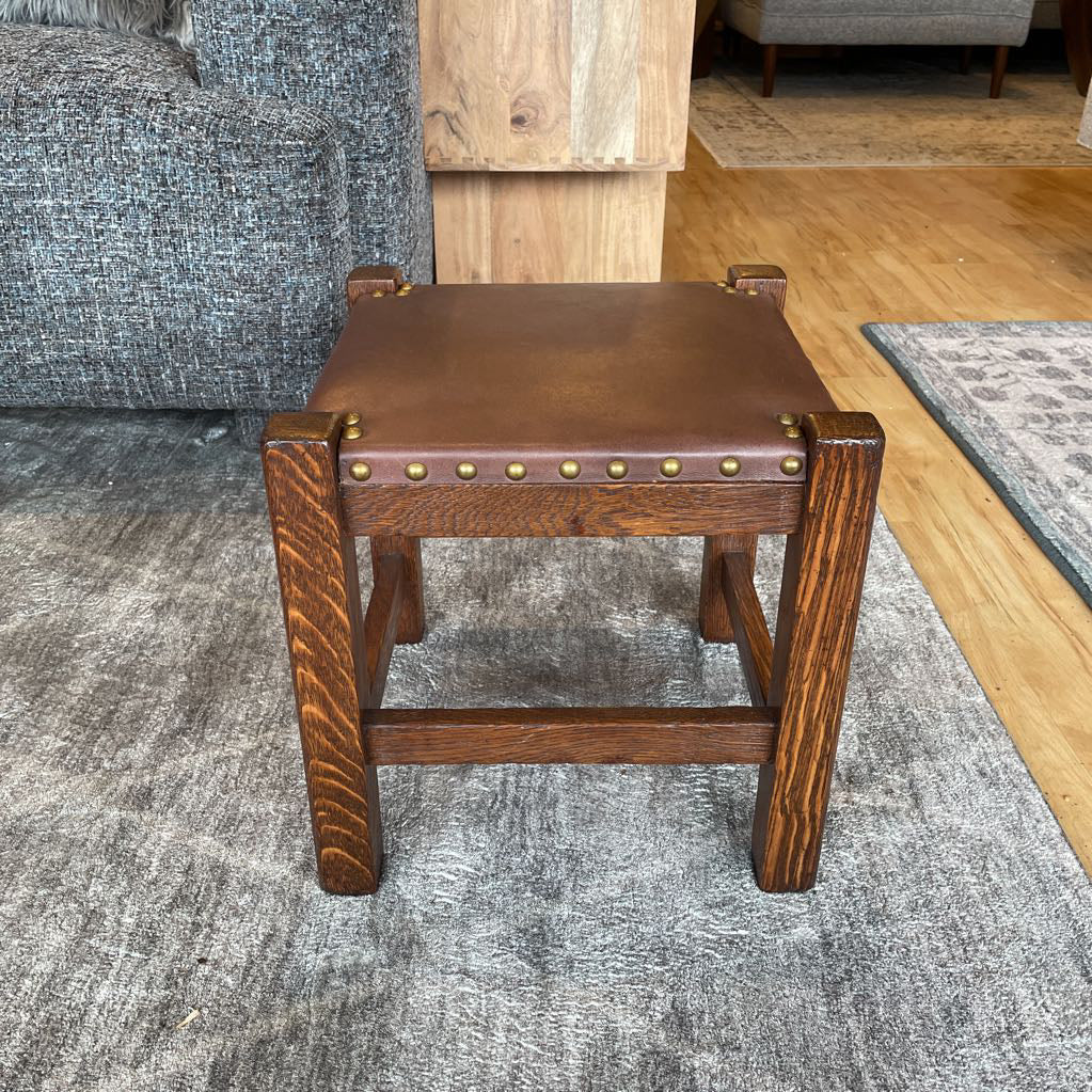 Barber Bros. Craftsman #405 Leather Top Foot Stool C STOOLS