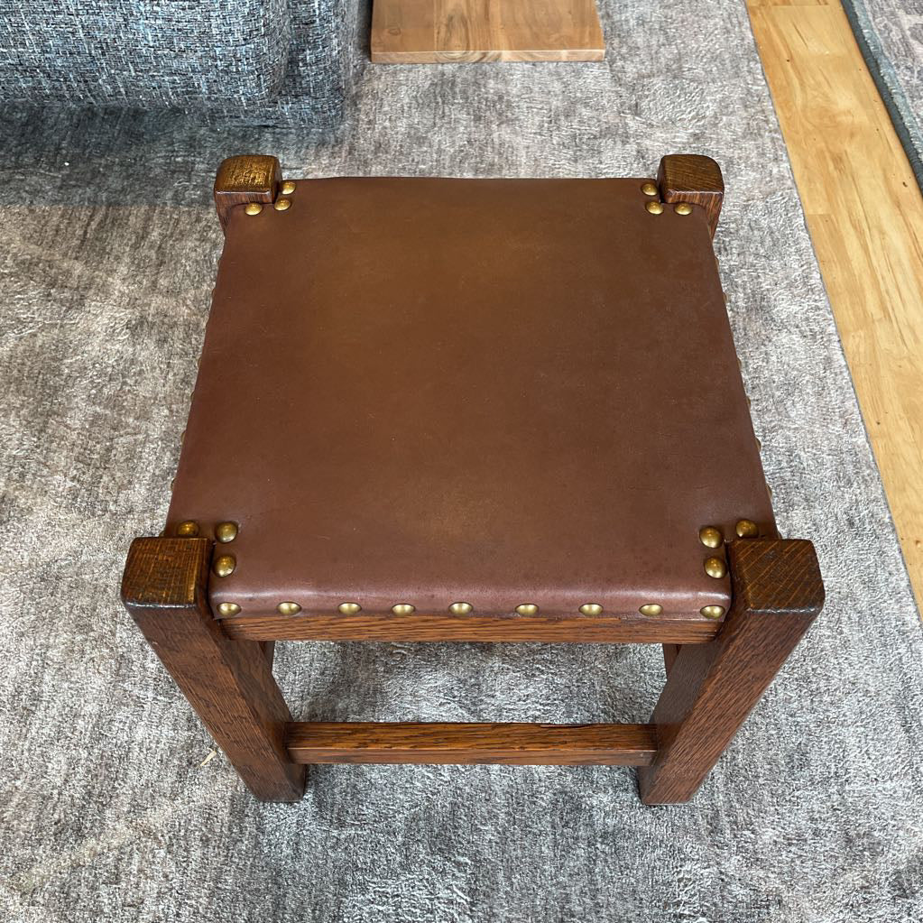 Barber Bros. Craftsman #405 Leather Top Foot Stool C STOOLS