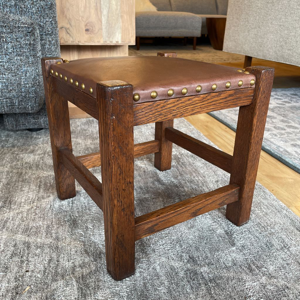 Barber Bros. Craftsman #405 Leather Top Foot Stool C STOOLS