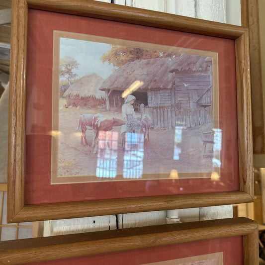 Oak Frame Country Cottage Print ART