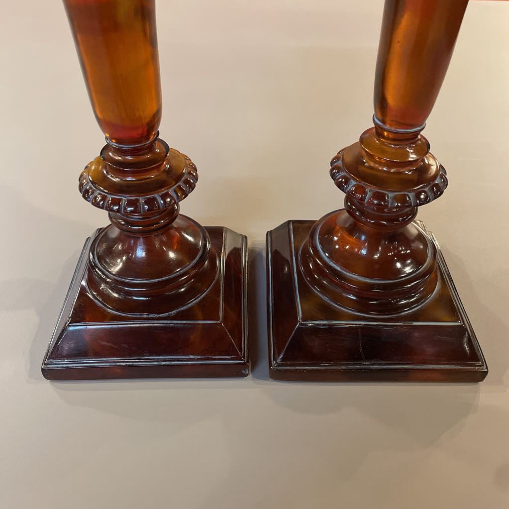 Orange Resin 2 Height Candleholder SET OF 2 UNIQUE FINDS