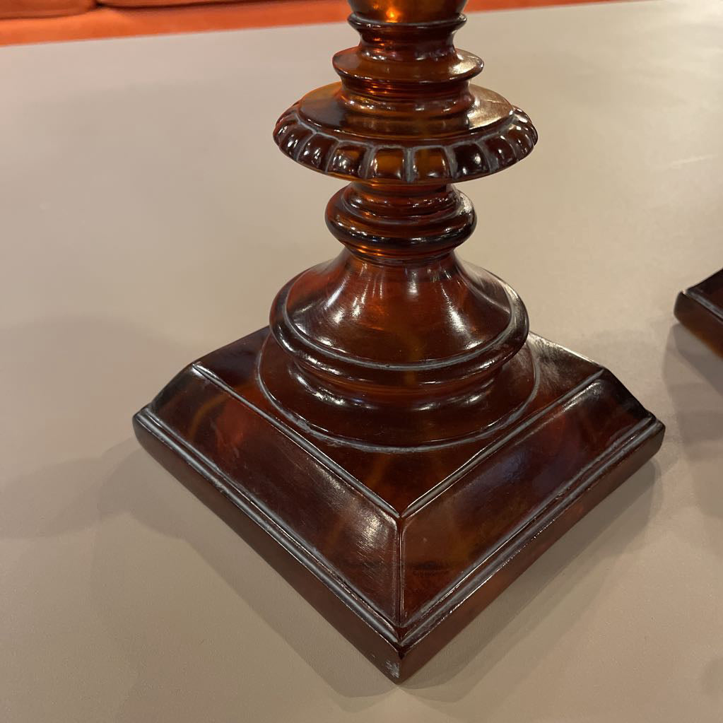 Orange Resin 2 Height Candleholder SET OF 2 UNIQUE FINDS